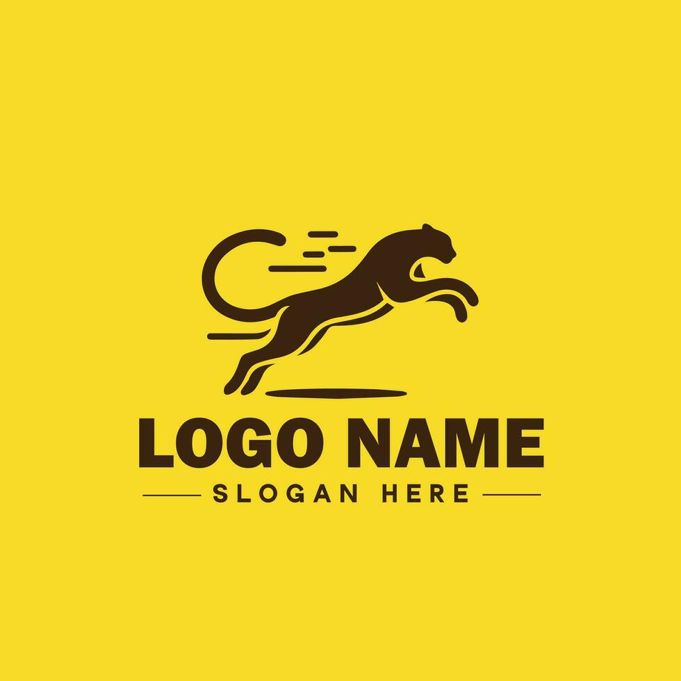 guepardo animal logotipo e ícone limpar \ limpo plano moderno minimalista o negócio e luxo marca logotipo Projeto editável vetor