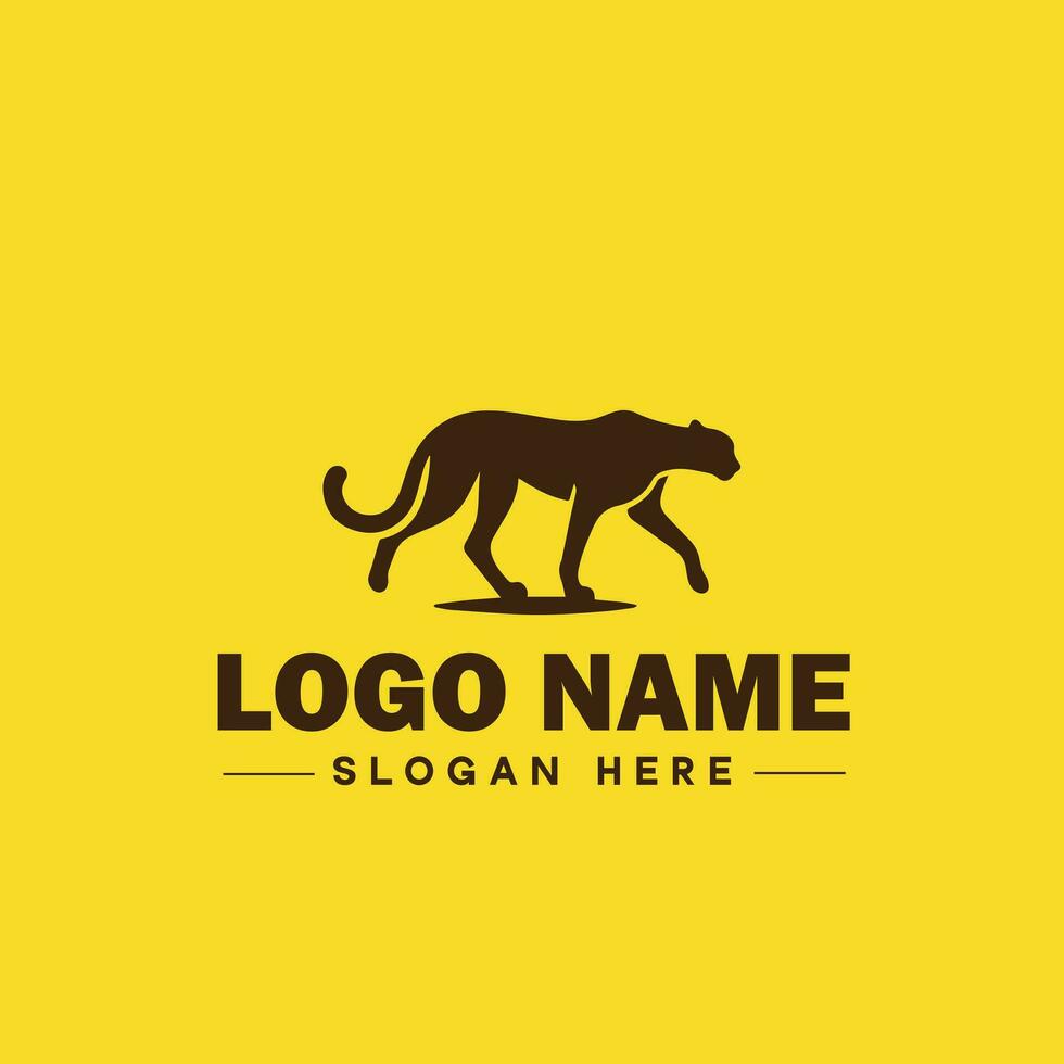 guepardo animal logotipo e ícone limpar \ limpo plano moderno minimalista o negócio e luxo marca logotipo Projeto editável vetor