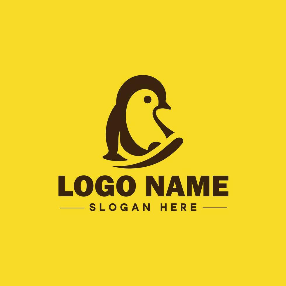 pinguim logotipo e ícone limpar \ limpo plano moderno minimalista o negócio e luxo marca logotipo Projeto editável vetor