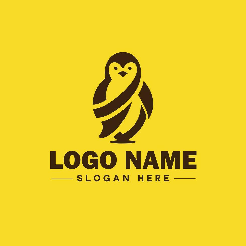 pinguim logotipo e ícone limpar \ limpo plano moderno minimalista o negócio e luxo marca logotipo Projeto editável vetor