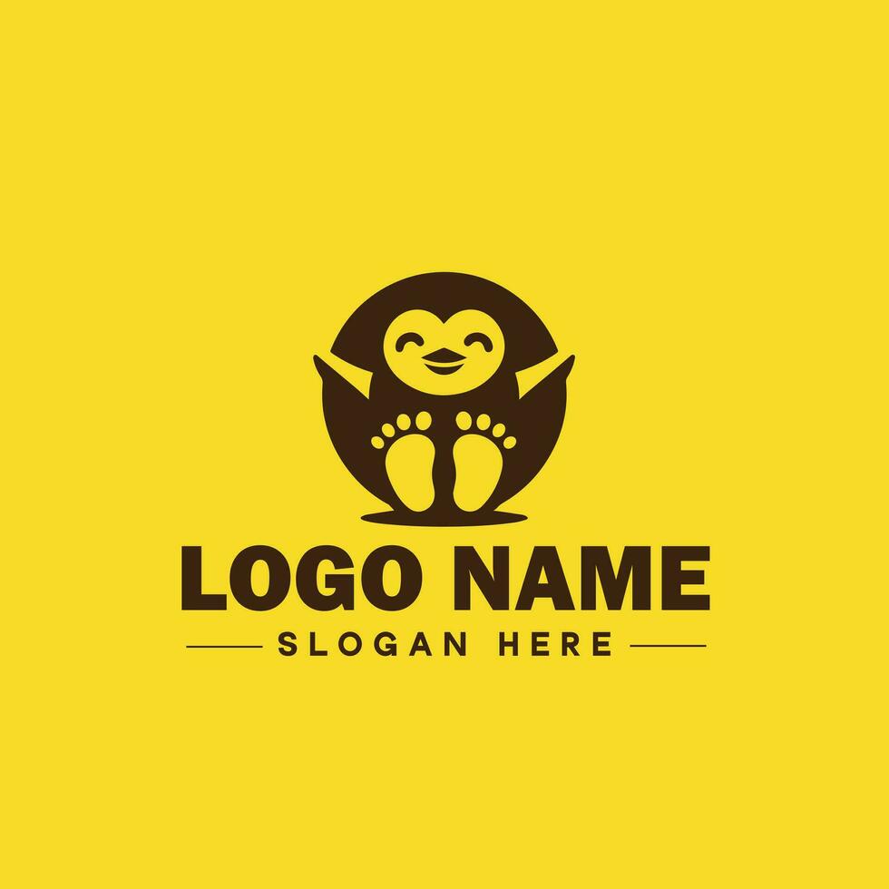 pinguim logotipo e ícone limpar \ limpo plano moderno minimalista o negócio e luxo marca logotipo Projeto editável vetor