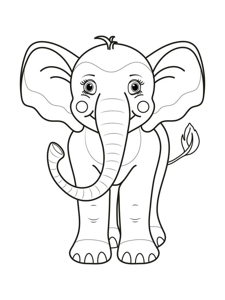 elefante coloração página para crianças. desenho animado animal elefante. vetor ilustração. monocromático animal ilustração para Projeto jardim zoológico.