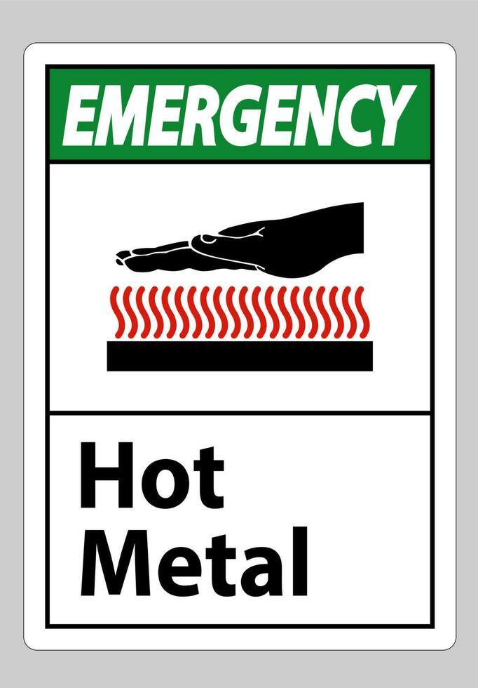 Sinal de símbolo de metal quente de emergência isolado no fundo branco vetor