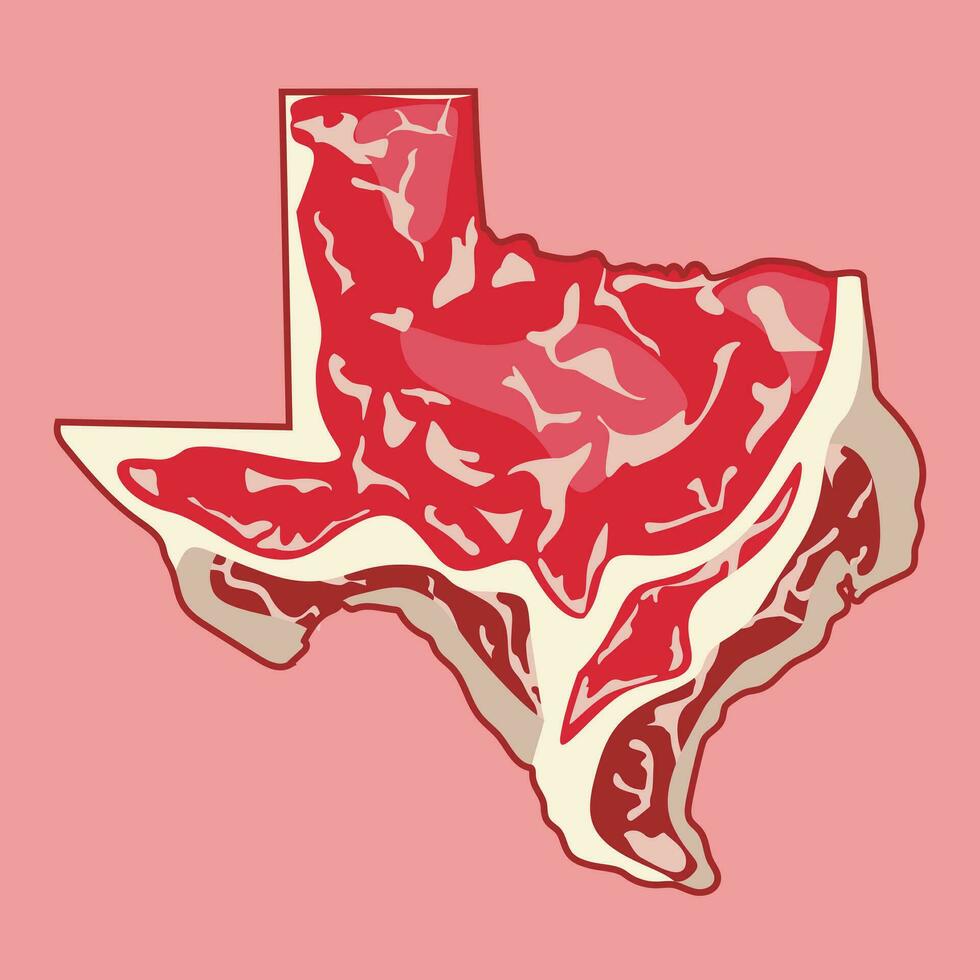 wagyu carne dentro texas mapa forma vetor