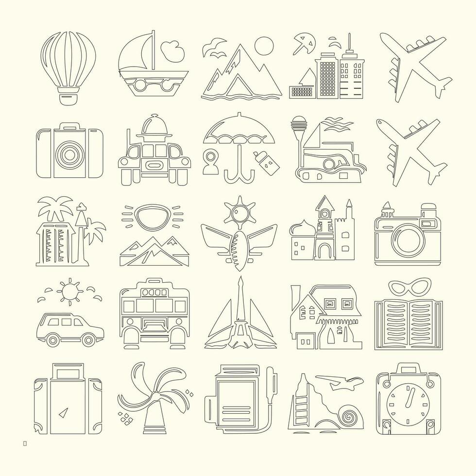 conjunto do ícones para viagem e passeios. ícones para passeios e viagem. vetor ícone para viagem