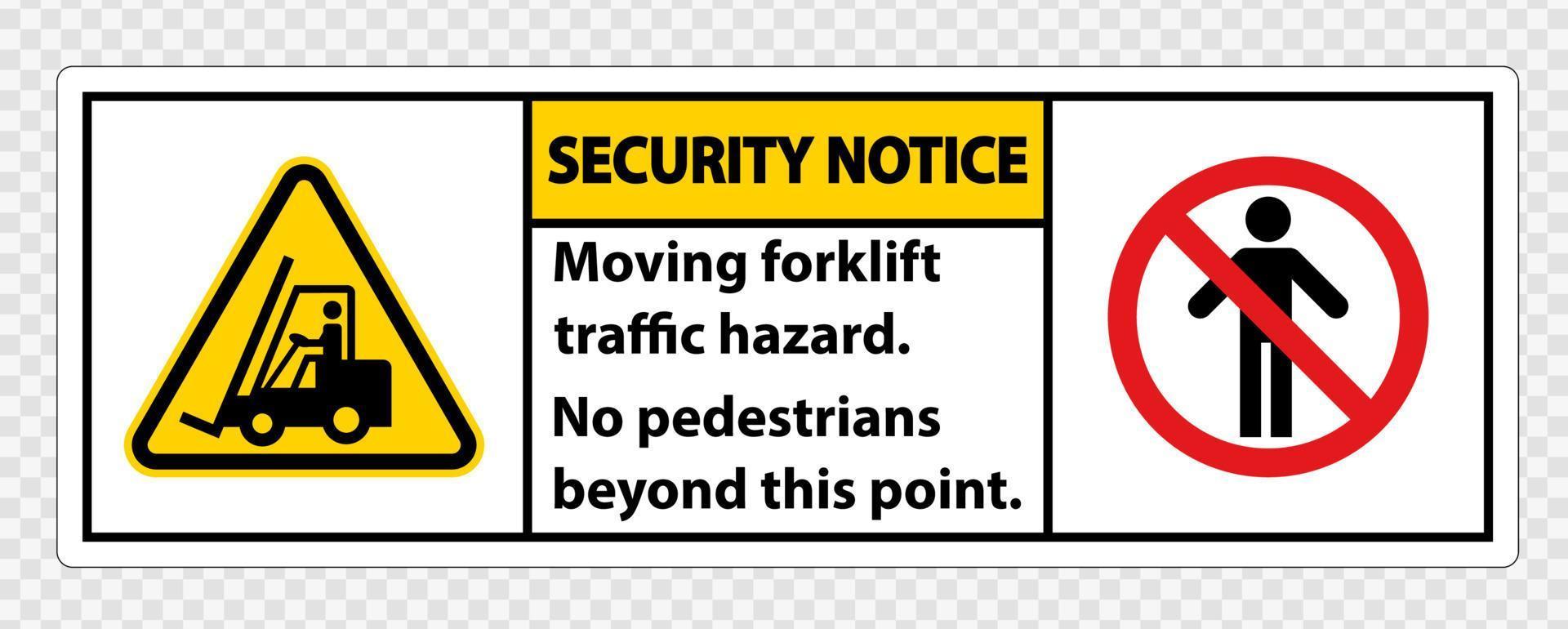 perigo de tráfego de empilhadeira em movimento, sem pedestres além deste ponto, sinal de símbolo isolado em fundo transparente, ilustração vetorial vetor