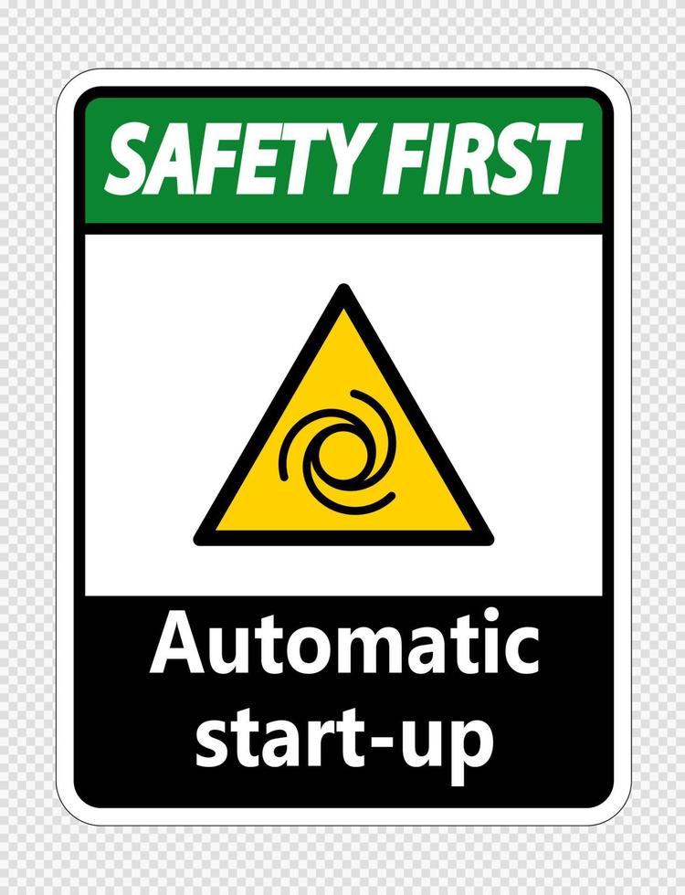 segurança primeiro sinal de inicialização automática em fundo transparente vetor
