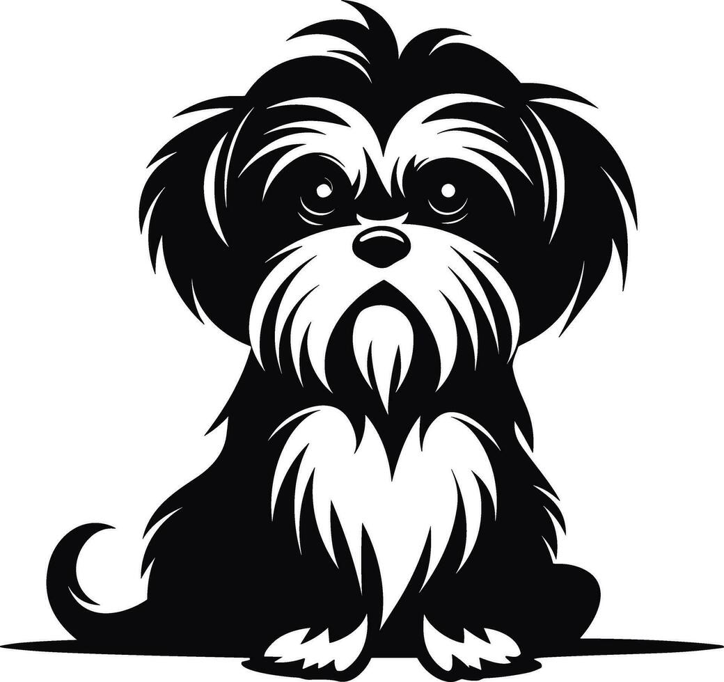 silhueta personagem shih tzu cachorro, fofa logotipo. vetor