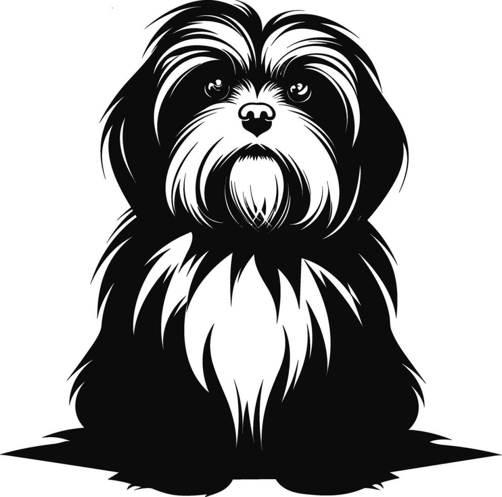 silhueta personagem shih tzu cachorro, fofa logotipo. vetor