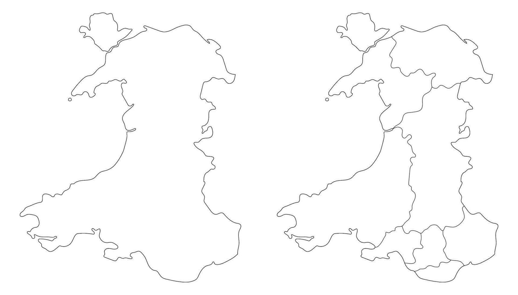 país de gales mapa definir. mapa do país de gales conjunto dentro branco cor vetor