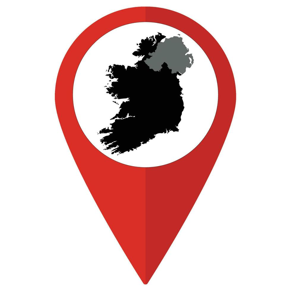 vermelho ponteiro ou PIN localização com Irlanda e norte mapa dentro. mapa do Irlanda e norte vetor