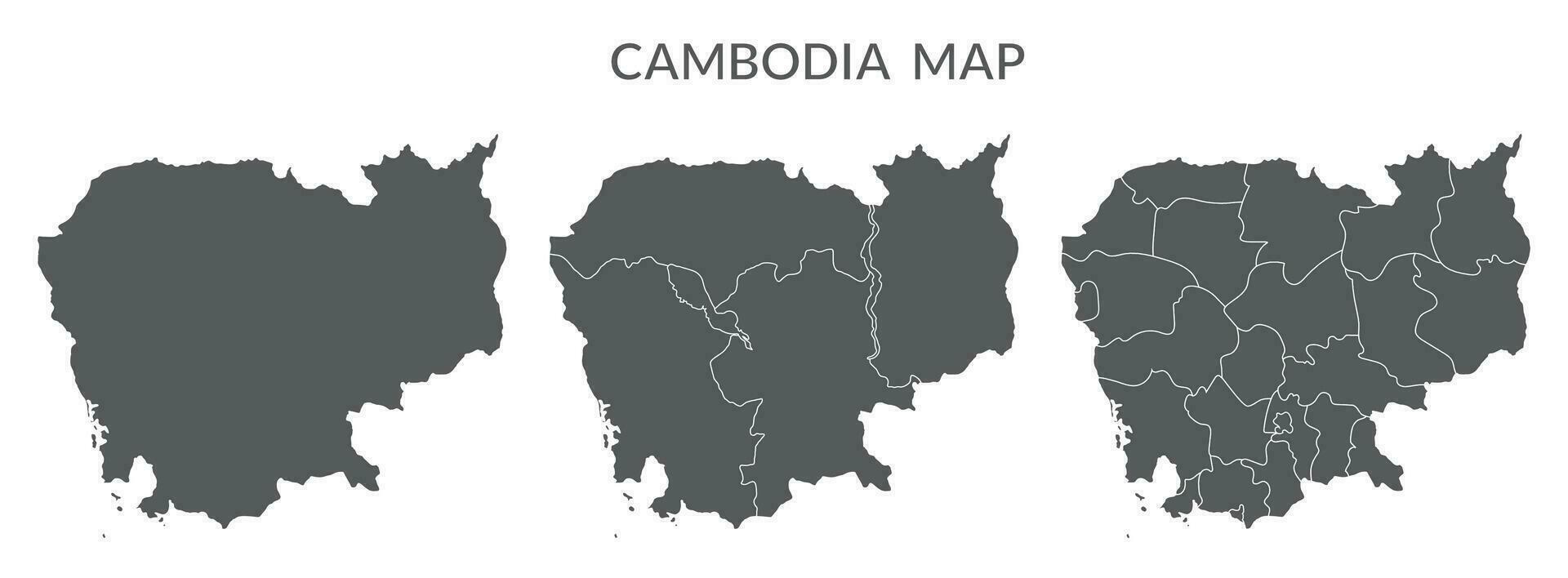 Camboja mapa conjunto dentro cinzento cor vetor
