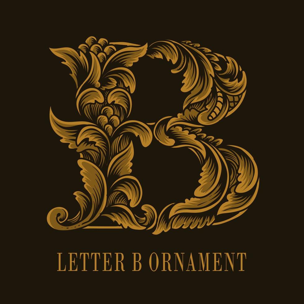 letra b logotipo vintage ornamento estilo vetor