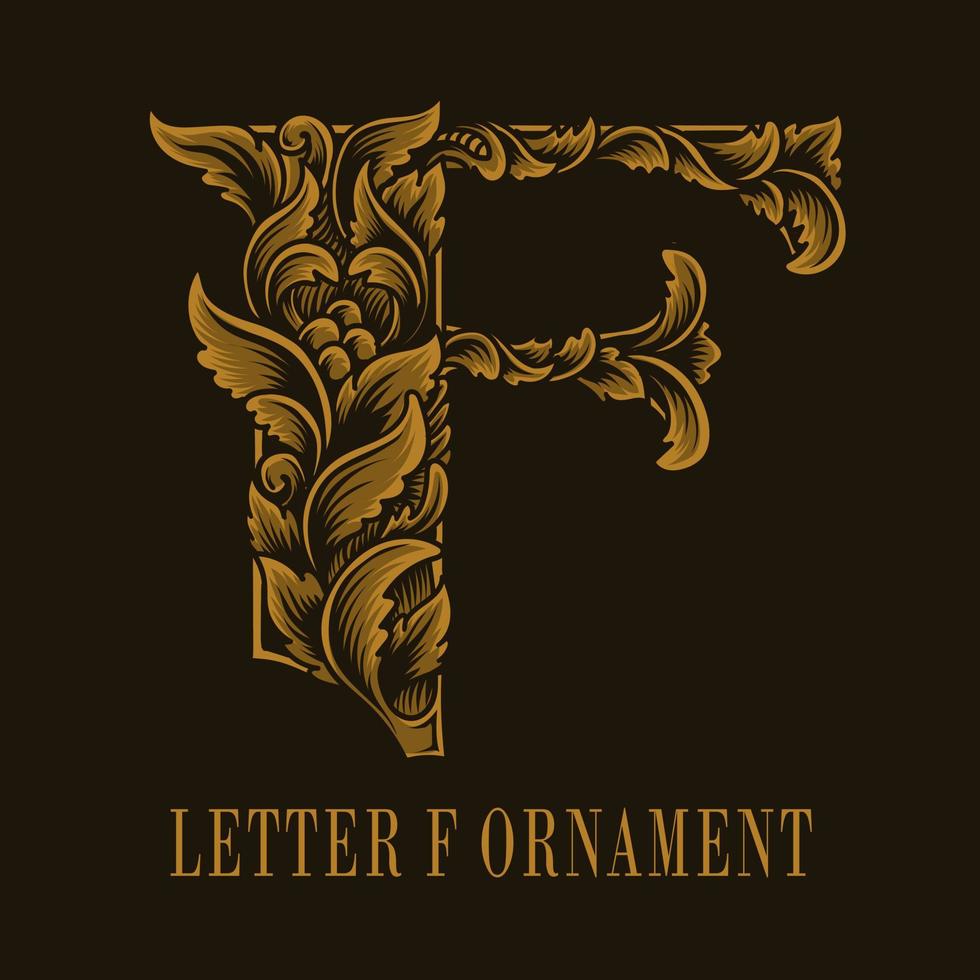 letra f logotipo vintage ornamento estilo vetor