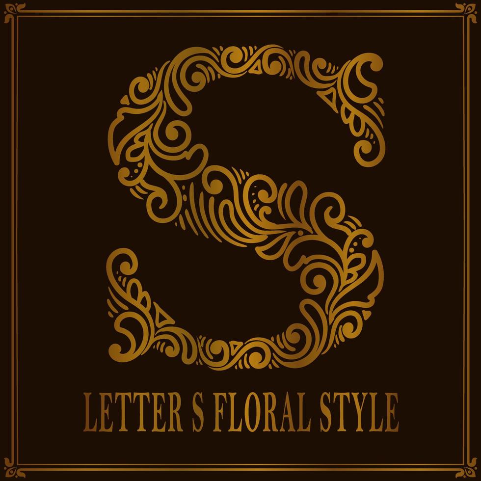 estilo de padrão floral de letras vintage vetor