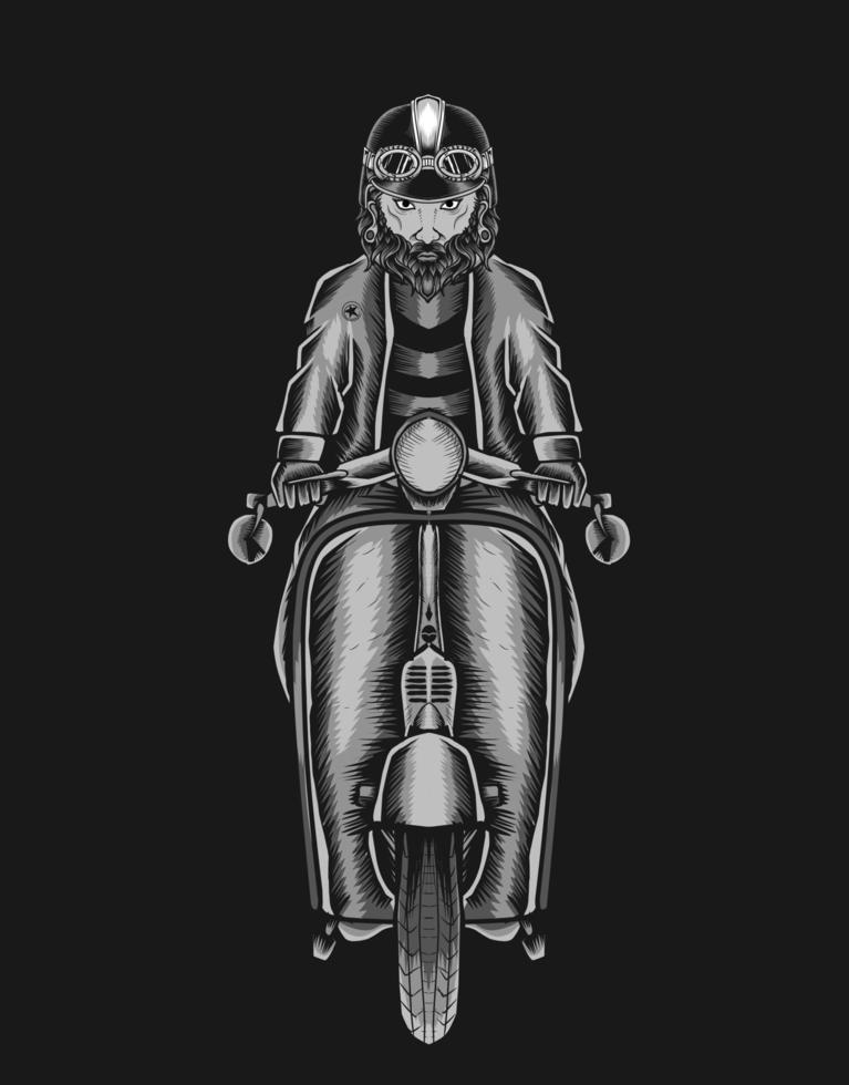 ilustração de motociclista andando de scooter vetor