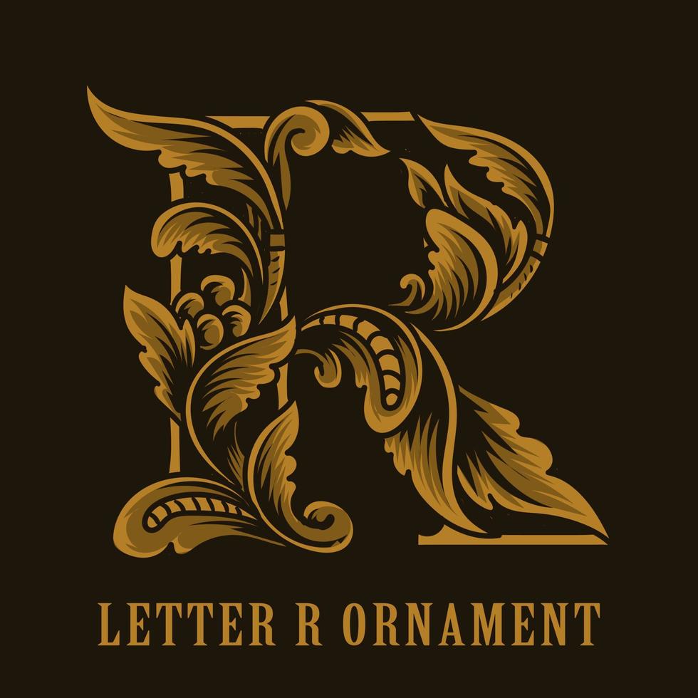 letra r logotipo vintage ornamento estilo vetor