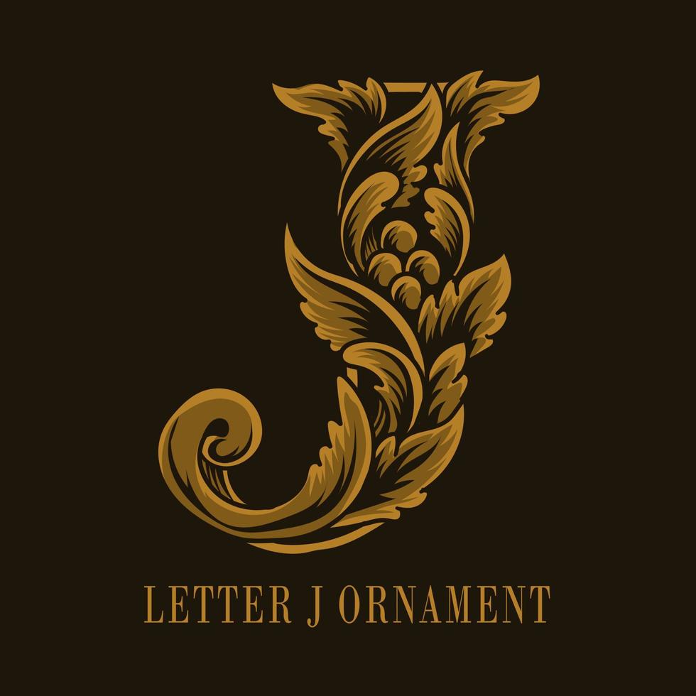 letra j logotipo vintage ornamento estilo vetor