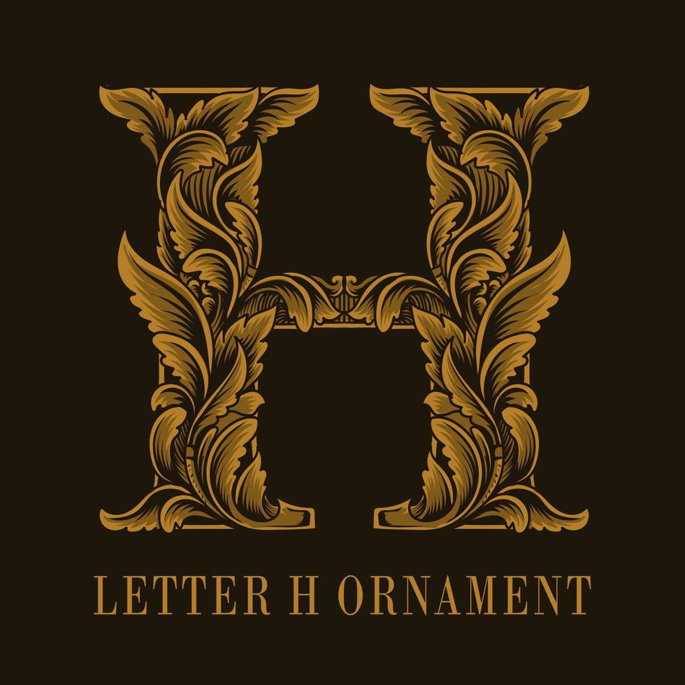 letra h logotipo vintage ornamento estilo vetor