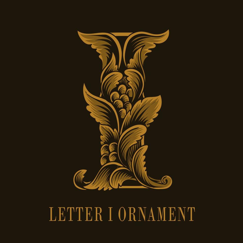 logotipo da letra i estilo vintage ornamento vetor