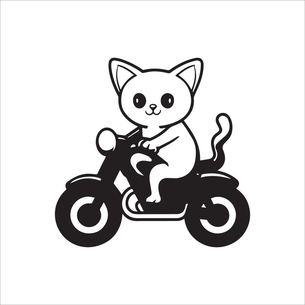 animal esboço para fofa gato em uma motocicleta vetor