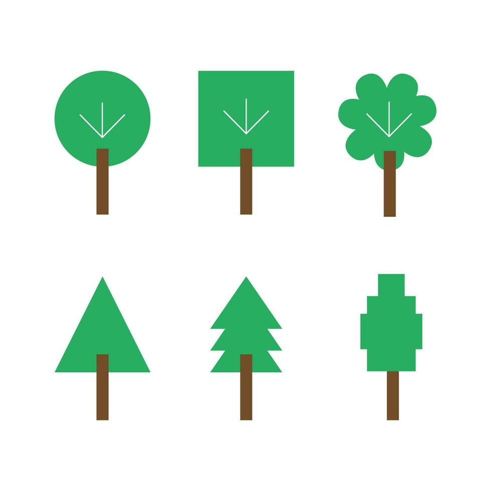 conjunto do verde árvore ícones. vetor ilustração dentro plano Projeto estilo.