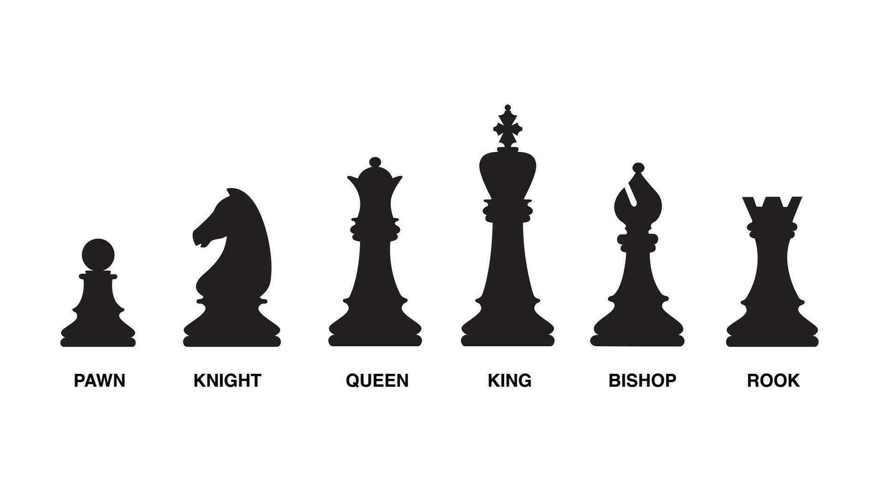 nomeado xadrez peça ícone conjunto isolado em branco fundo vetor