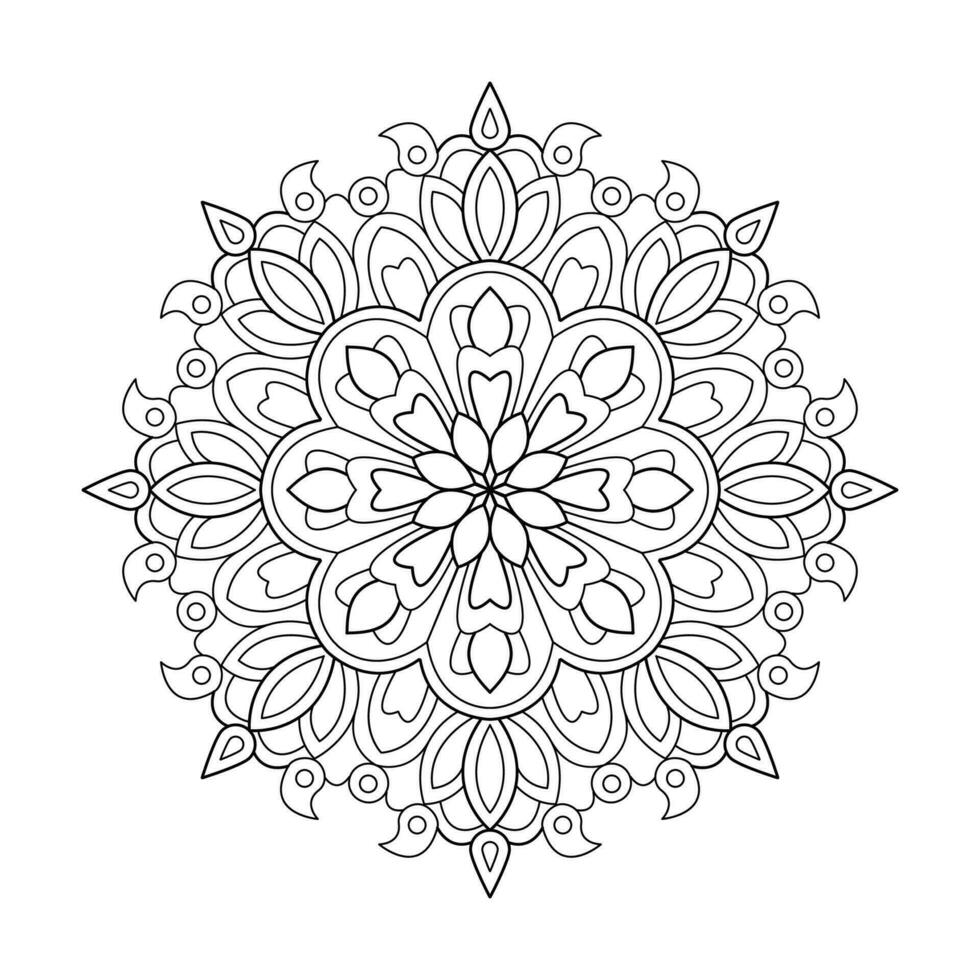 elegante simples mandala flor Projeto coloração livro vetor Arquivo