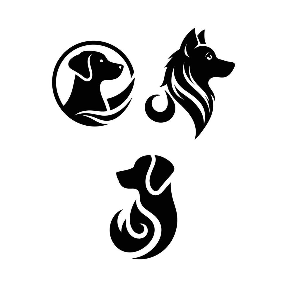 conjunto do cachorro logotipo silhueta vetor
