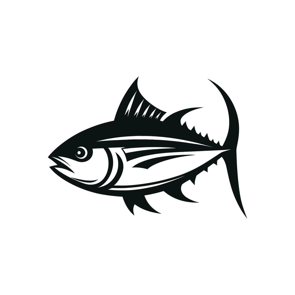 oceano água salgada atum peixe silhueta logotipo ícone vetor ilustração