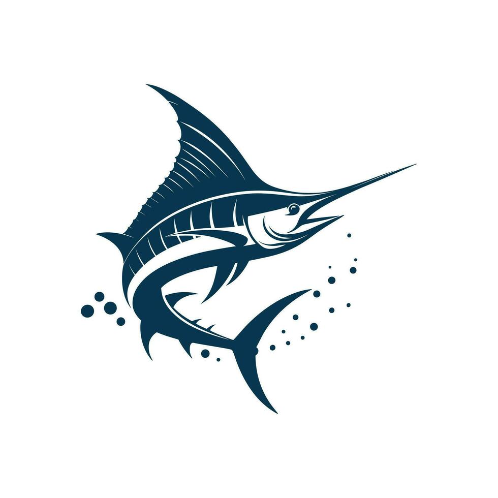 vetor ícone ilustração recortado azul marlin pescaria logotipo