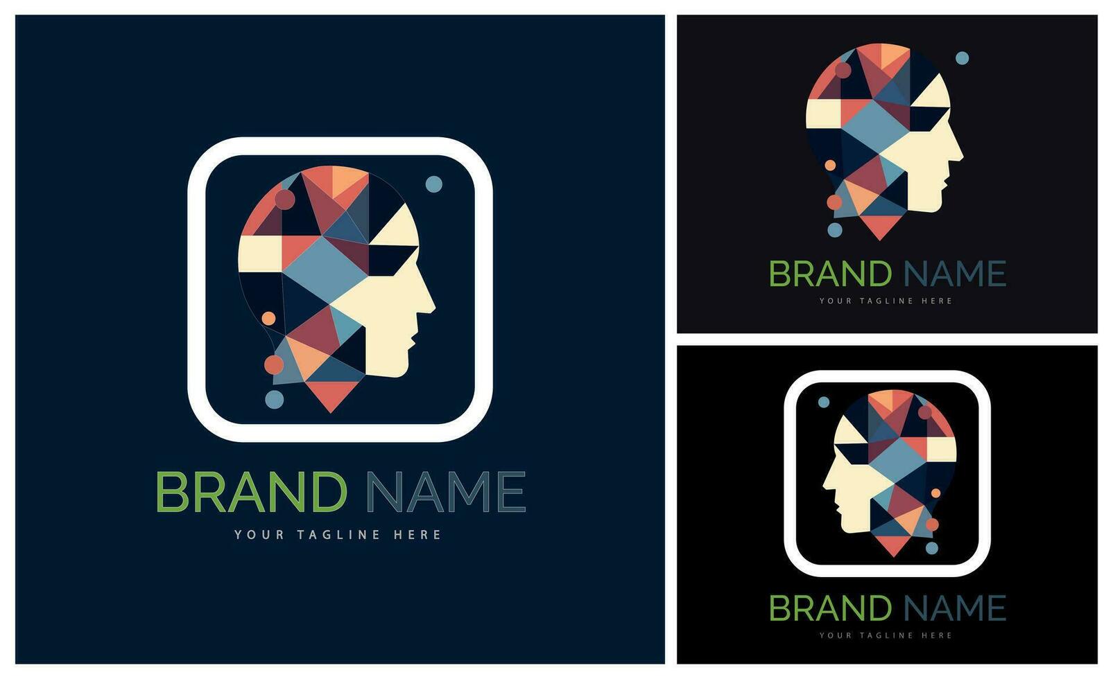 humano face cabeça mosaico estilo moderno logotipo modelo Projeto para marca ou companhia vetor