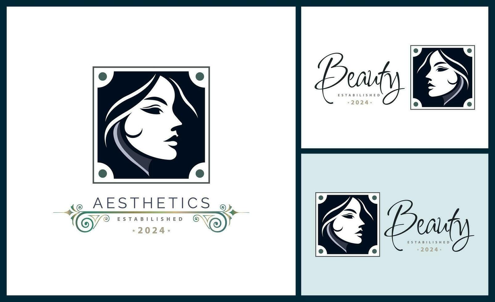 mulher face cabeça beleza estética salão spa logotipo modelo Projeto para marca ou companhia vetor