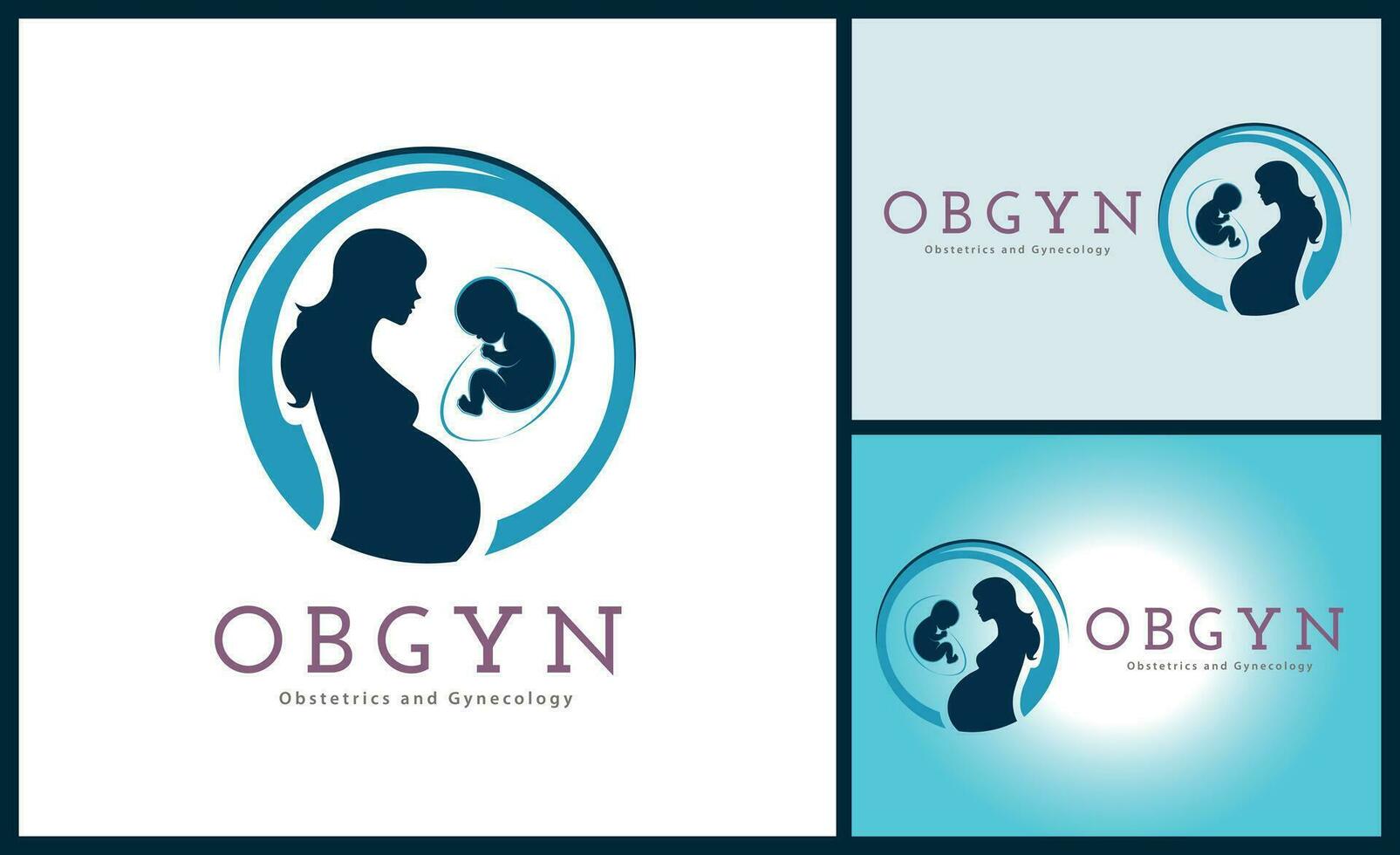 obgyn obstetrícia e clínica de ginecologia mãe e bebê design de modelo de logotipo de gravidez para marca ou empresa e outros vetor