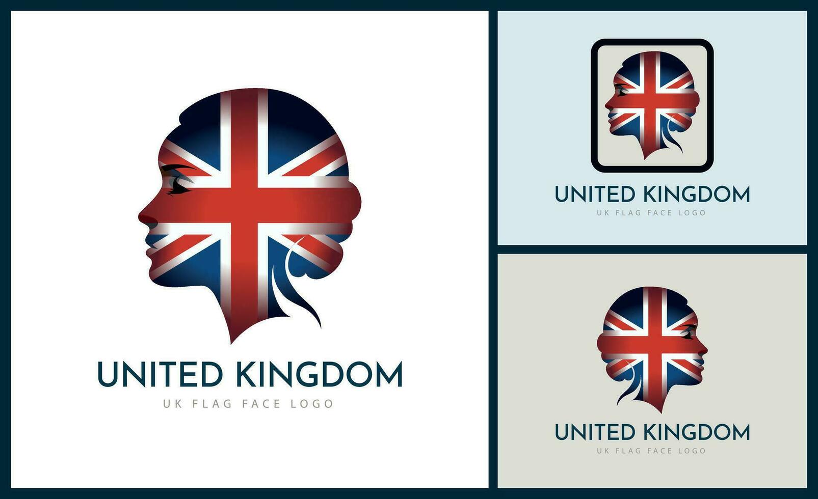 Unidos reino Reino Unido Inglaterra Grã-Bretanha bandeira cabeça face logotipo modelo Projeto para marca ou companhia vetor