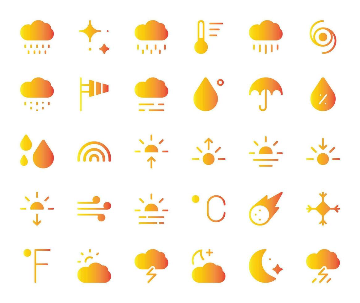 clima ícones conjunto - meteorologia previsão símbolos vetor coleção