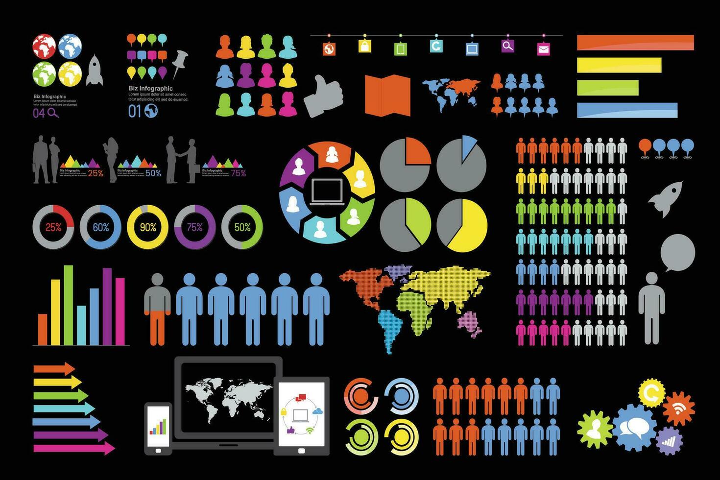 infográfico vetor conjunto com vários ícones e símbolos