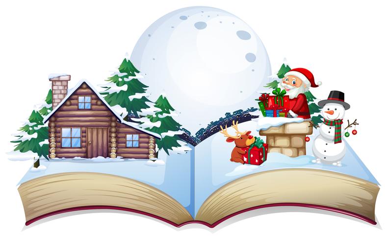 Chirstmas tema no livro aberto vetor