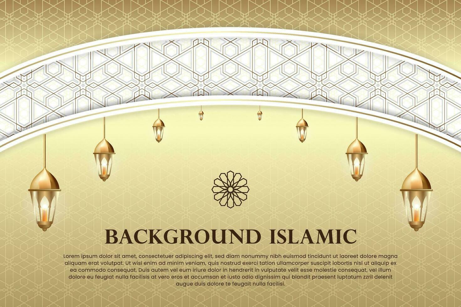 luxuoso ouro islâmico tema fundo. com árabe padronizar. vetor