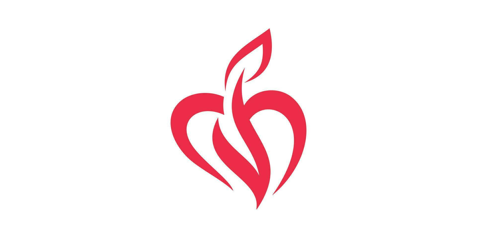 logotipo Projeto combinação do amor forma com fogo, ícone, vetor, símbolo. vetor