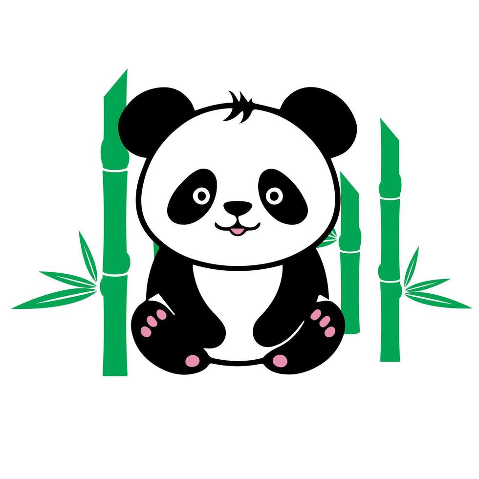 fofa panda dentro bambu vetor