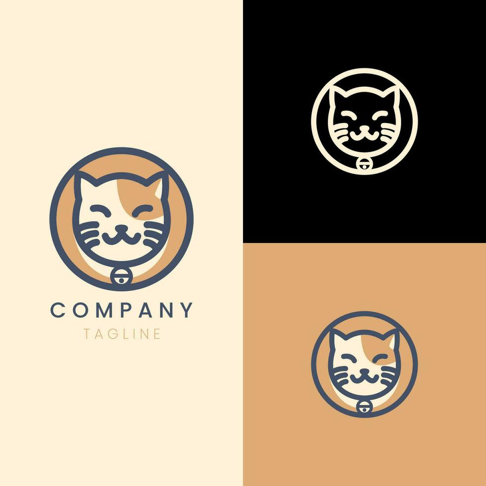 gato logotipo vintage minimalismo vetor