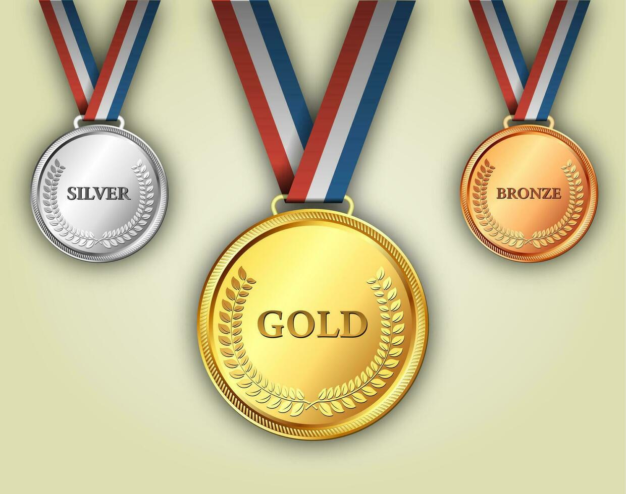 conjunto de medalhas de ouro, prata e bronze vetor
