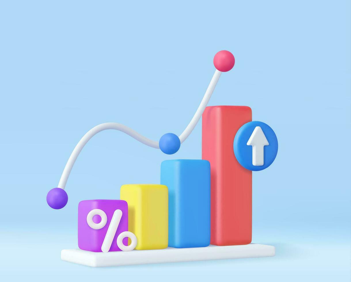 3d o negócio Barra gráfico estratégia conceito vetor
