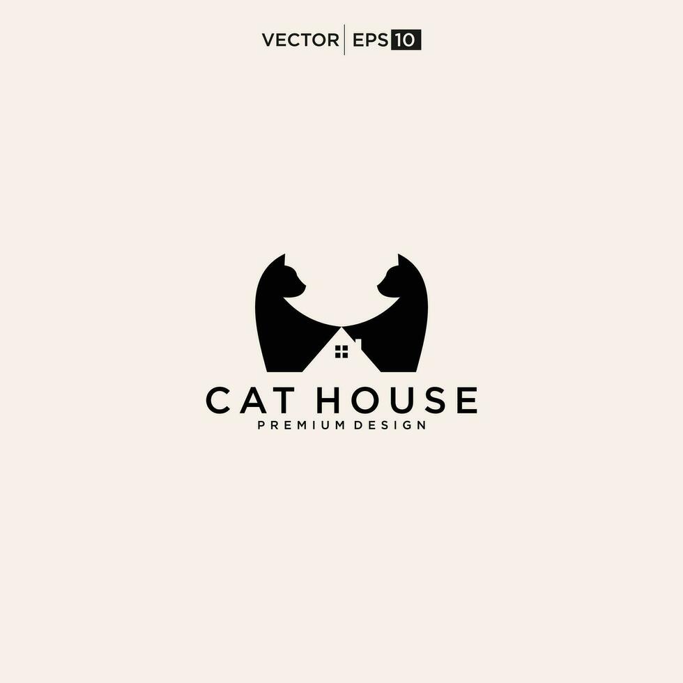 gato casa logotipo. vetor logotipo para animal fazer compras