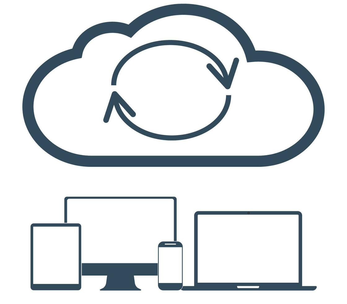 nuvem Informática rede conectado todos dispositivos. vetor