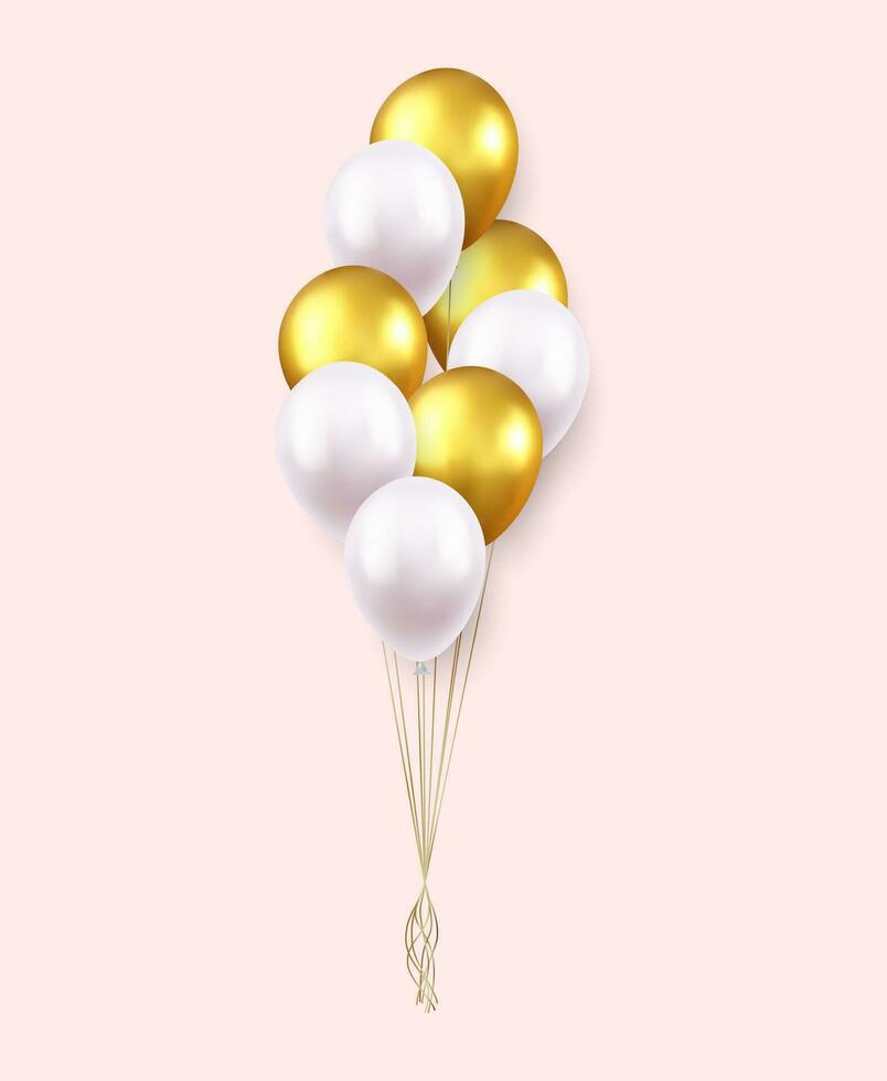 3d realista colorida feliz aniversário balões vôo para festa e celebrações vetor