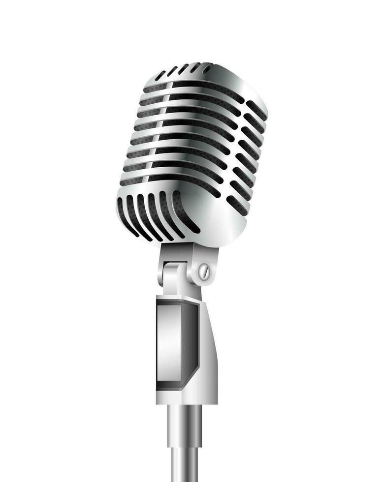 microfone vintage em fundo branco vetor