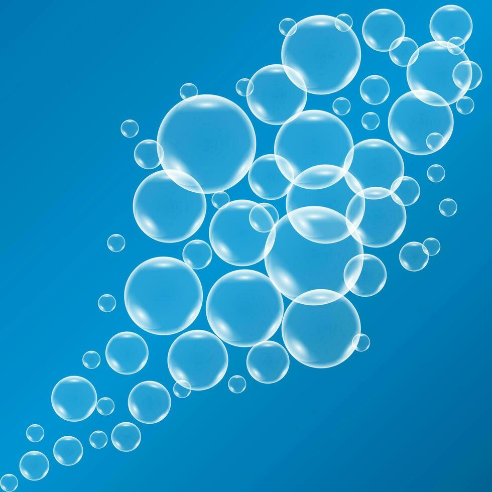 brilhante bolhas dentro azul água vetor