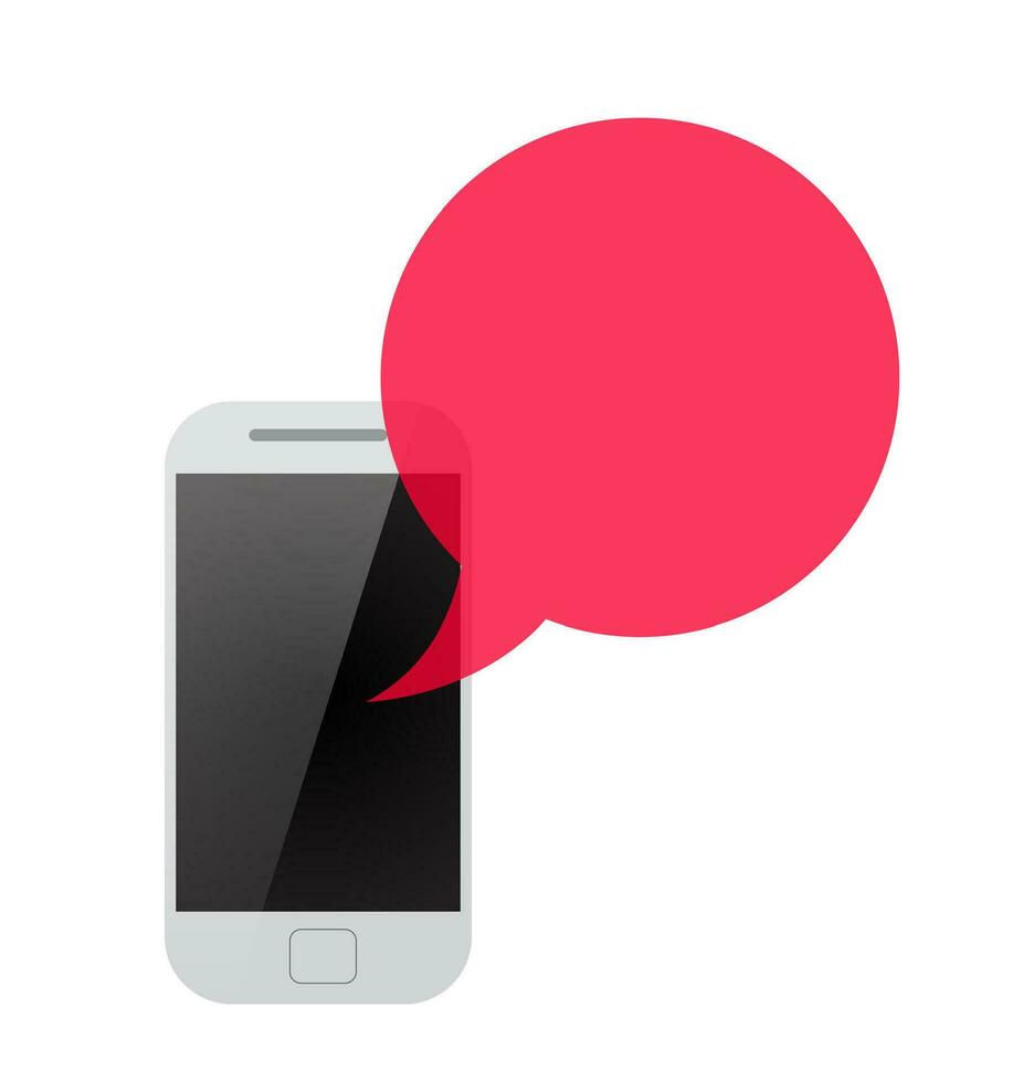 Smartphone com vermelho transparente discurso bolha. vetor